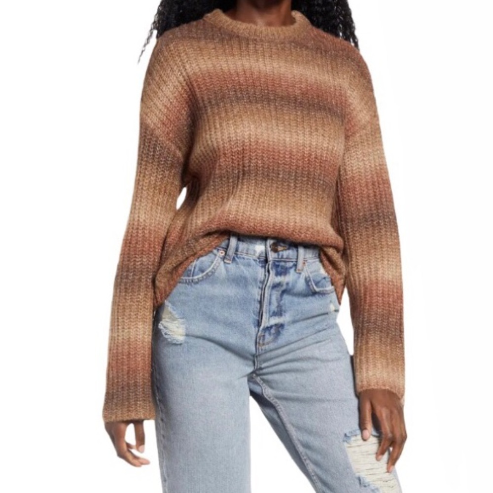 BP Space Dye Sweater In Brown Raisin Spacedye Stripe Sweater Size S